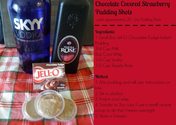 Chocolate Covered Strawberry Pudding Shots